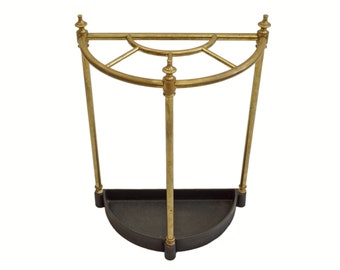 Umbrella Stand Brass Cane Stand Traditional English Cast Iron Drip Pan Demi Lune English Country Interior Decor New House Gift Wedding Gift