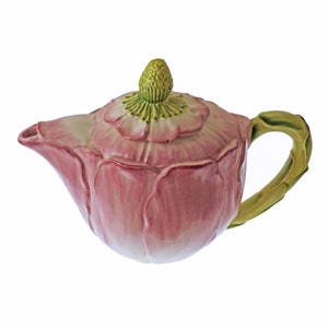 Vietri Majolica Teapot: Whimsical Pink Flower, Made in Italy