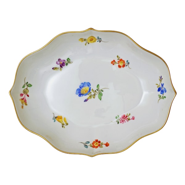 Meissen Oval Sweet Meat Dish 6" Scattered Flowers Crossed Swords Mark Housewarming Gift Meissen Collector Gift Meissen Serving Dish Gift