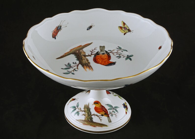 Antique Meissen Ornithological Compote Tazza Footed Bowl Etsy