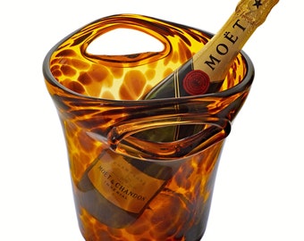 Champagne Bucket Tortoiseshell Glass Wine Cooler Modern Barware Anniversary Gift Wedding Contemporary Interior Decor Christian Dior Italy