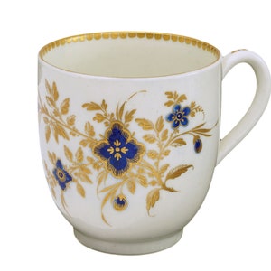 Dr Wall Worcester Porcelain Cup: Georgian Blue Gilt, 18th Century