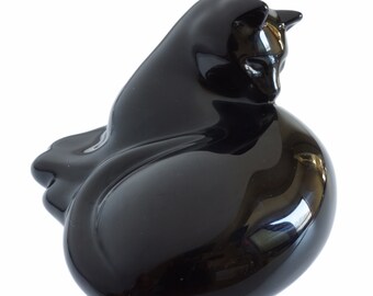 Baccarat Black Cat Crystal Paperweight Signed Baccarat Grooming Cat Baccarat Mark Luxury Gift Cat Lover Gift Baccarat Paperweight Black