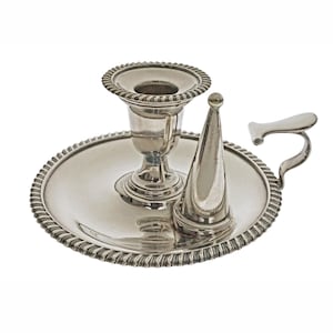 Victorian Silverplate Chamberstick: Antique Elkington Candle Holder with Snuffer