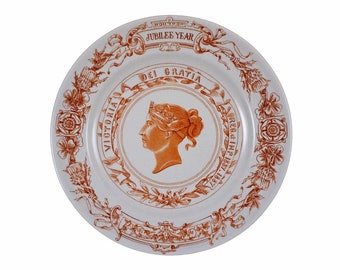 Antique Royal Worcester Queen Victoria Jubilee Porcelain Plate: 1887 Commemorative