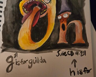 Ghi oddis: Creepy Letter Monsters... Le défi artistique quotidien de la lettre d'aujourd'hui