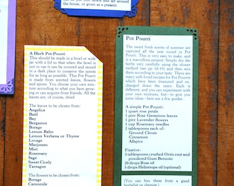 One-of-a-Kind Bookmarks, 100% Reclaimed Materials -- Herbal Recipes