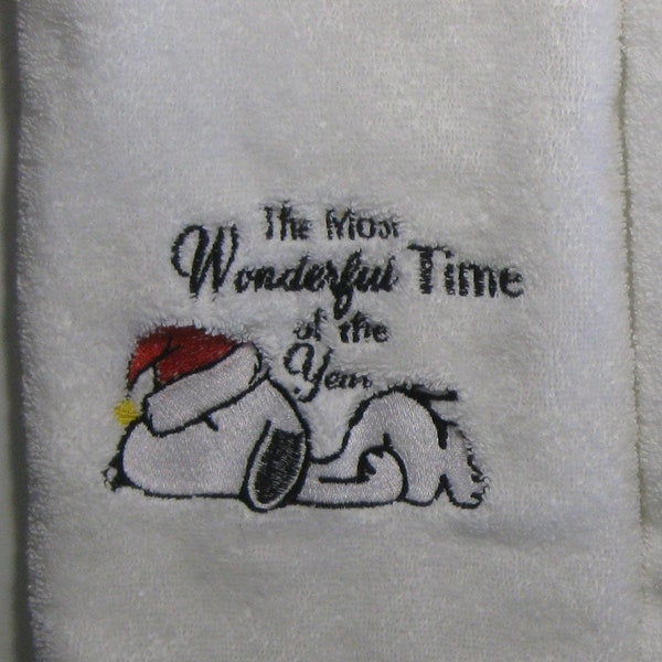 Embroidered Beagle Holiday Hand/Guest Towel