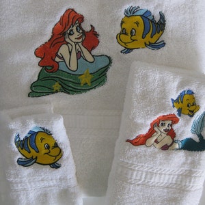 Mermaid Embroidered Bath Towel Set