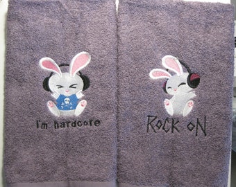 Bunny's Rock Embroidered Hand Towel Set