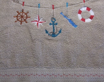 Personalized Rope & Anchor Embroidered Beach Towel