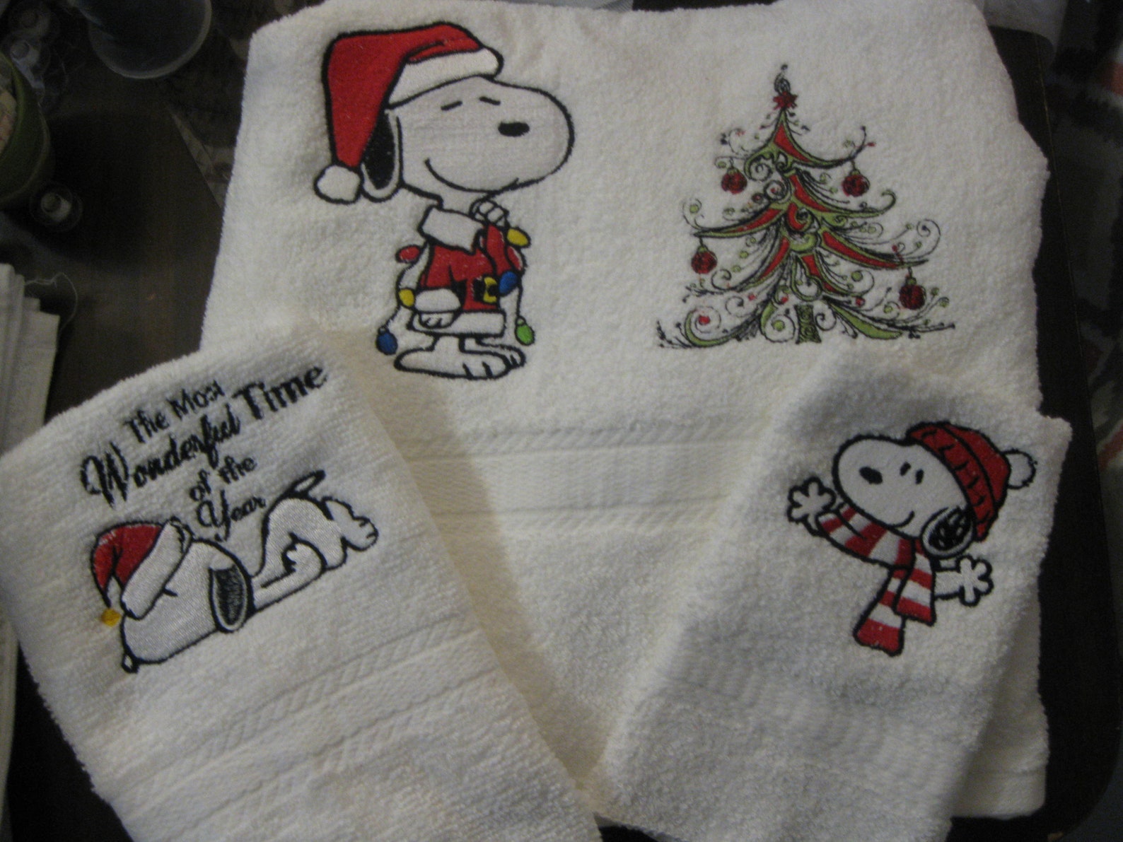 Snoopy Christmas Bath Towel Set Etsy