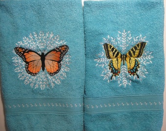 Beautiful Butterflies Embroidered Hand Towel