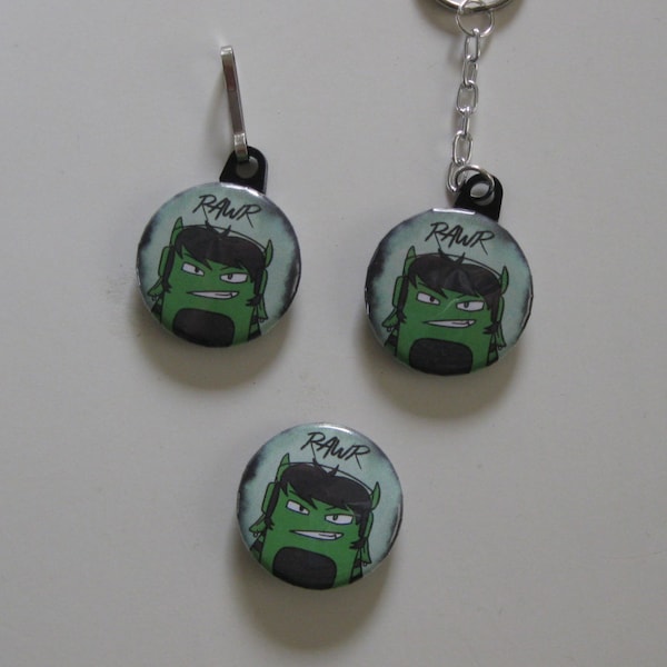 RAWR Button Pin, Zipper Pull, Magnet, Key Chain or T-Shirt