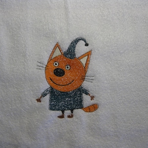 Funny Cat Embroidered Hand Towel