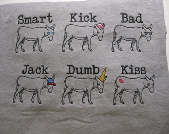 Embroidered Adult Unisex Donkey Gray T-Shirt