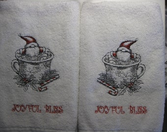 Gnome Joyful Bliss Embroidered Holiday Hand Towel