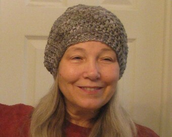 Textured Variegated Grays Hand Knit Unisex Beanie