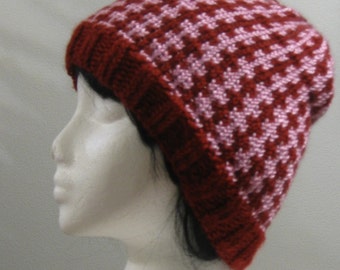 Cranberry Pink Hand Knit Beanie