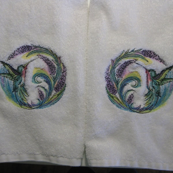 Humming Bird #3 Embroidered Hand Towel Set