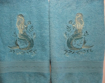 Delicate Mermaid Embroidered Hand Towel