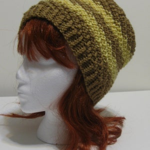Peanut-Tan/Maize Striped Slouchy Unisex Beanie