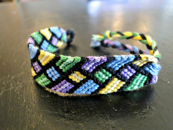 Stained Glass // colorful braid weave rectangle plait diamond | Etsy