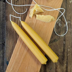 Hand Dipped Beeswax Taper Candles - Set of 2