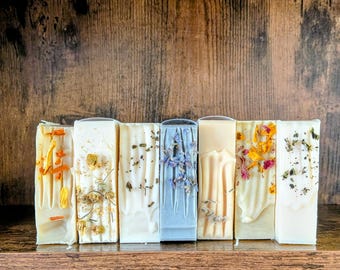 Customize 8 Bars of Botanical Handcrafted Soap; Lavender, Borage, Calendula, Yarrow, Mullein, Marigold, Self-Heal