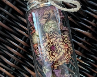 Vial of Dried Zinnia Flower Heads, Organically Grown