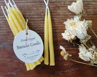 10 Small Pure Beeswax Candles, Hand Dipped Chime Candles