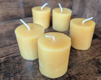 Beeswax Votive Candles Handmade in Vintage Molds, Rustic Mini Pillars