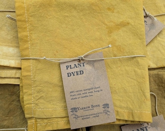Botanically Dyed Cotton Napkins, Set of 2, Marigold Yellow, Boho, 17 x 17 Cloth