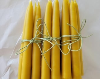 Bulk Hand Dipped Beeswax Taper Candles | One dozen,  6 in
