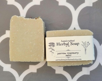 yarrow rosemary mint herbal handcrafted soap