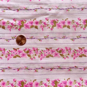 Pink Floral vintage fabric, Lightweight Flower Pattern, hot pink, textured, sewing material, 70s 80s 90s, DIY sew, child dress, cotton