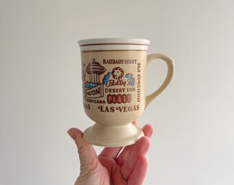 Las Vegas mug, embossed Vegas mug, vintage city mug, coffee mug, Las Vegas Nevada decoration, Las Vegas scene, pedestal mug, landmark mug