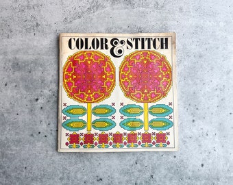 Color & Stitch, Designed by Ruth Heller, 70s Embroidery Pattern Book, Troubador Press, vintage fiber crafts, stitching pattern instructions