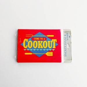 Vintage cookout-uitnodigingen, feestuitnodigingen, NOS you're Invited, Come to a Cookout, keurmerkuitnodigingen, 8 dode inventariskaarten, Food Party