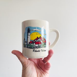 Vintage Rhode Island Mug, 90s RI Mug, Rhode Island Souvenir, New England Landscape Mug, Lighthouse, Vintage Nautical Decor, Rhode Island