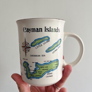 Kaimaninseln Karte Kaffeetasse, 10 Unzen, Klipper Piratenschiff Souvenir, Wahrzeichen Souvenir Becher, Geschichtsbecher der Karibik