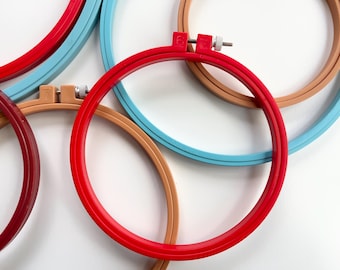 HOOP-La Plastic Embroidery Hoop, Cross Stitch, Susan Bates Hoop la Embroidery Hoops 5" 6" 7" 8" 10" craft needlework, Colorful hoops
