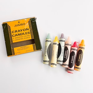 Vintage Crayola Candles, Jumbo Emergency Crayon Candles, 6 Assorted Colors and Scents, Unused Crayola Candles,