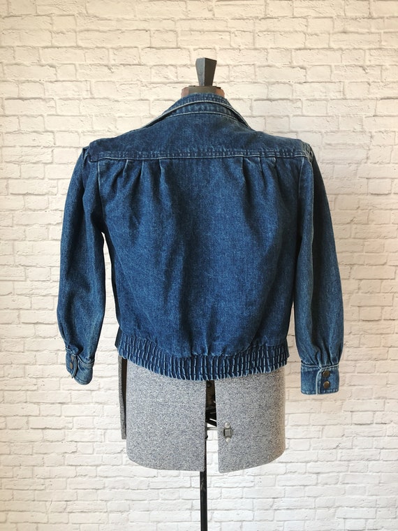 80s Denim Jacket, fitted jean jacket, dark blue w… - image 9