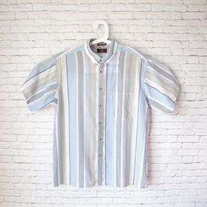 Vertical Stripe Button Down, Mens XL Van Heusen 417, Mens vintage button up shirt, Pastel Striped, Rainbow Stripe Shirt, multicolored