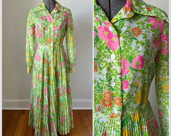 Vintage Garden Maxi Dress, Denise Lanz, Denise are there! 1970s Floral party dress, Sheer Pleated Wildflower Dress, Bridesmaid, Barbie