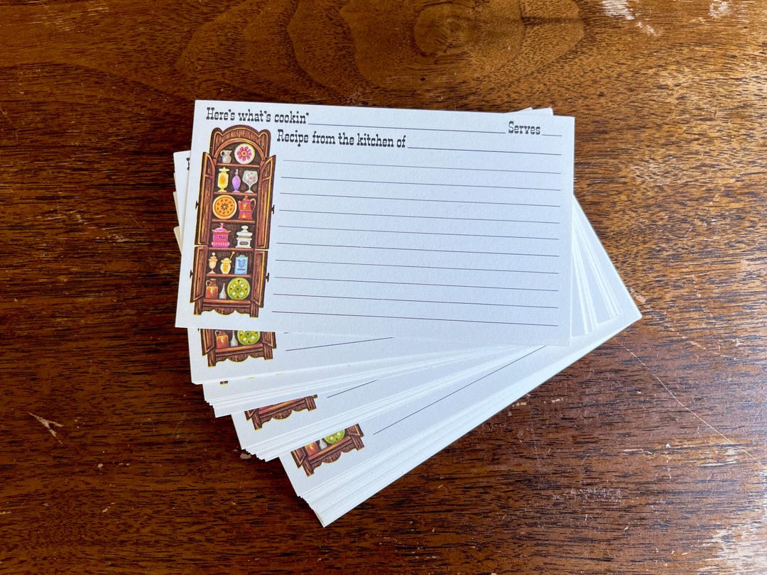 Here's Whats Cookin' Recipe Cards, 3 X 5 Inch Index Cards, Vintage Dish ...