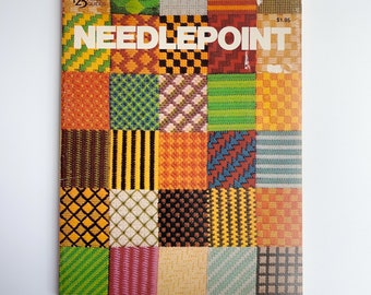 Needlepoint Book, Dixie Dean Trader, 70s Needlepoint Magazine, 1978, vintage embroidery paperback, needlepoint instructions, 123 home guide