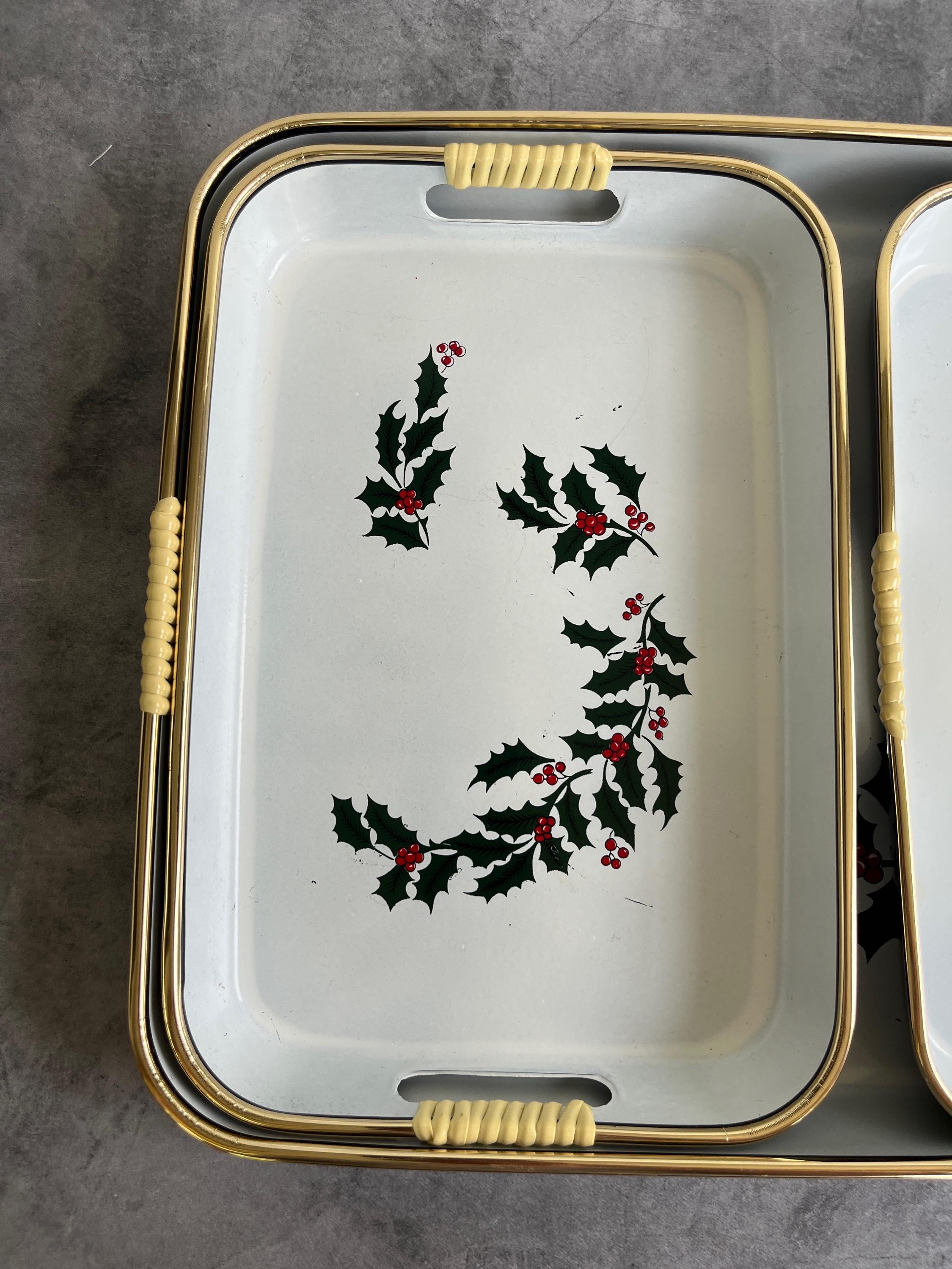 ヴィンテージ漆器 ネスティングトレイセット クリスマス 3点セット