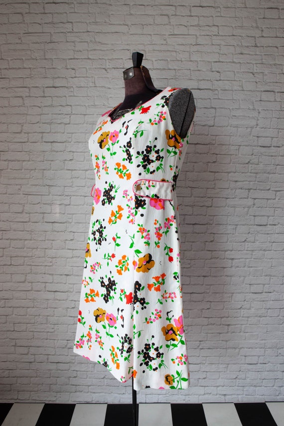 vintage summer dress, Bright floral Sheath, sprin… - image 4